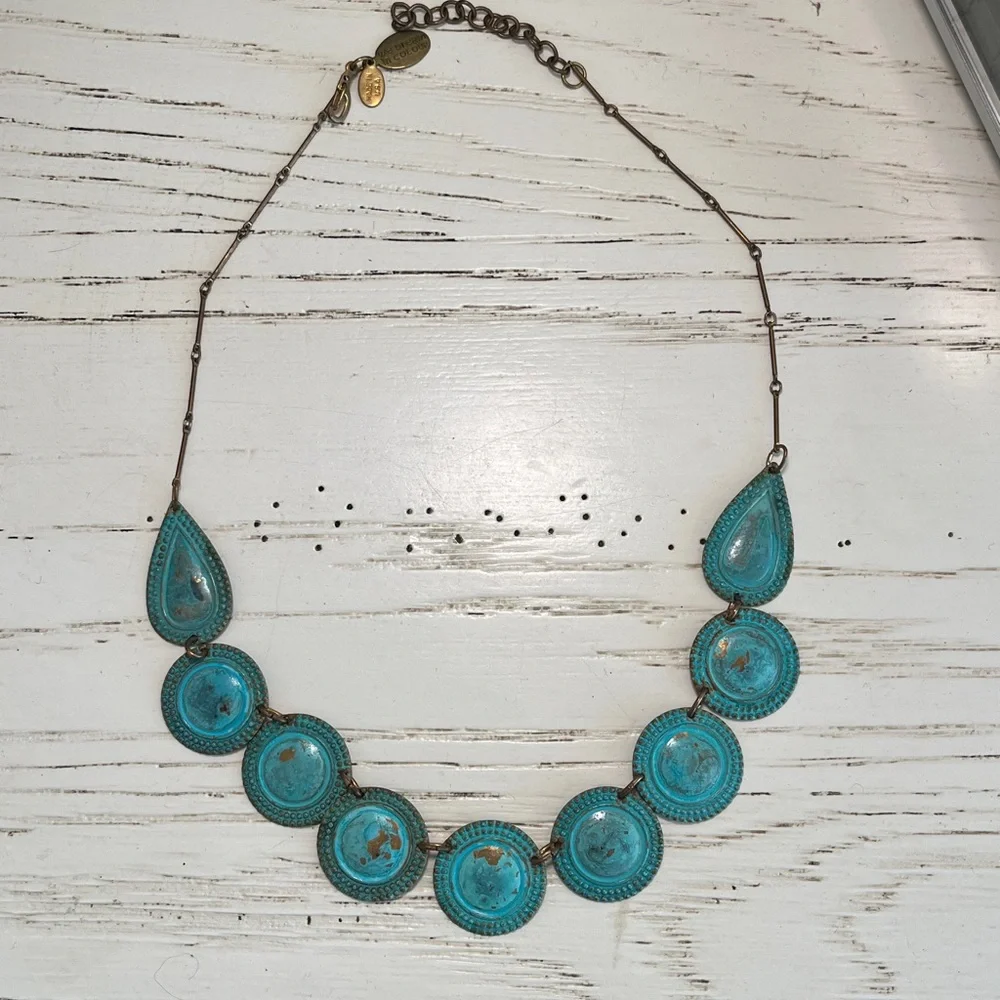 We Dream in Color Little Agea verdigris brass necklace